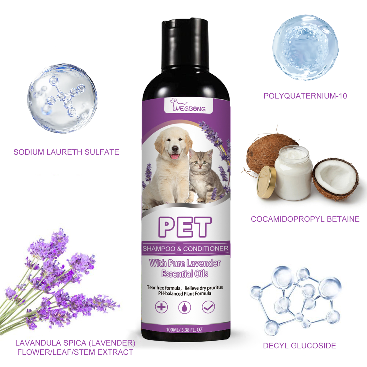 Pet Shampoo for Itchy Skin & Silky, Tangle-Free Fur