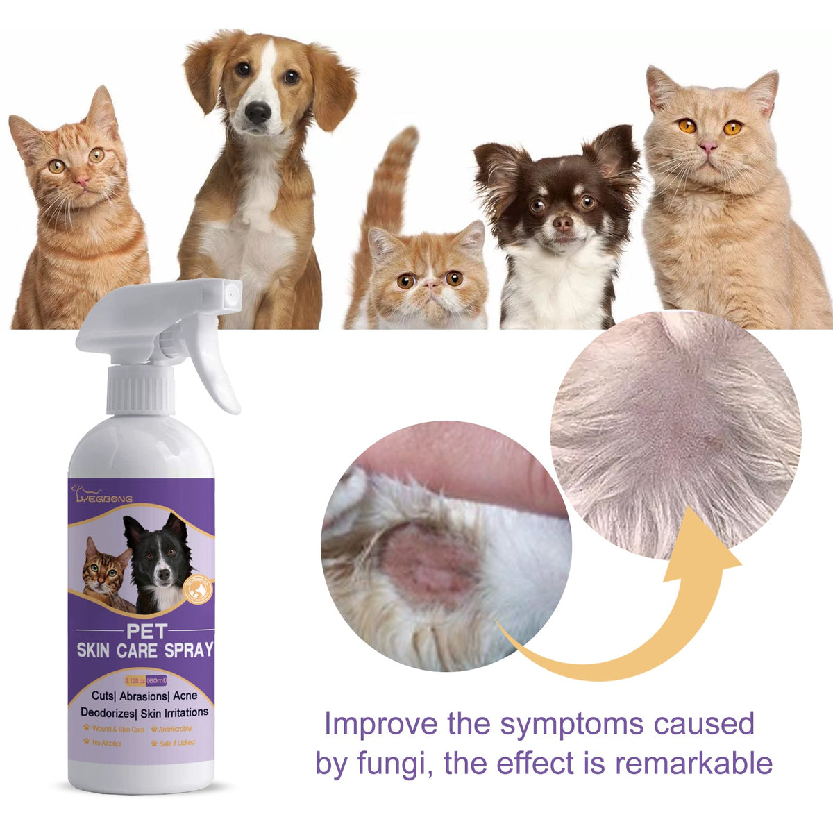 Pet Skin Relief Spray for Itchy Dogs & Cats, 60ml
