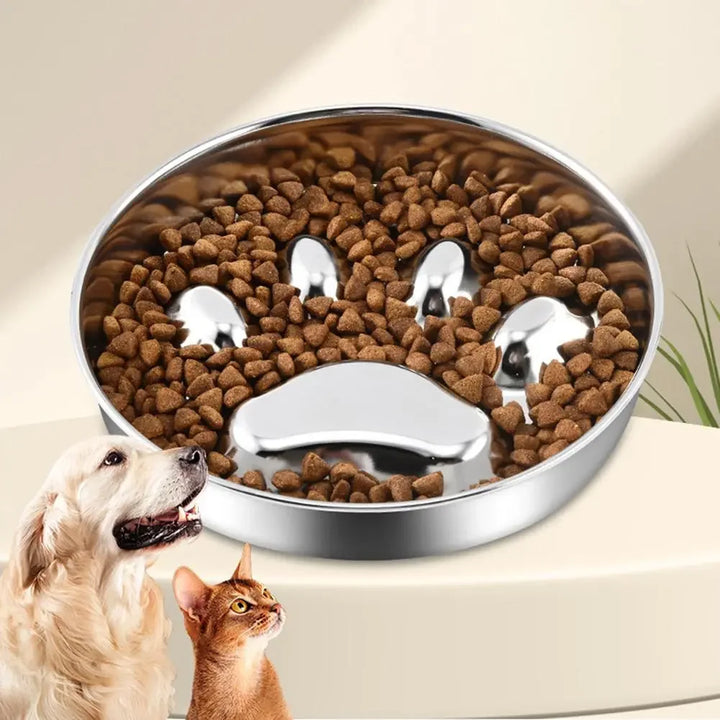 Slow Feeder Pet Bowl for Dogs & Cats, Stainless Steel