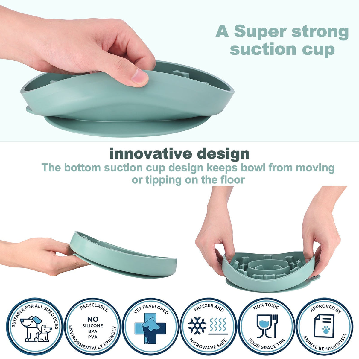 Pet Slow Feeder Bowl for Dogs & Cats, No-Slip Silicone
