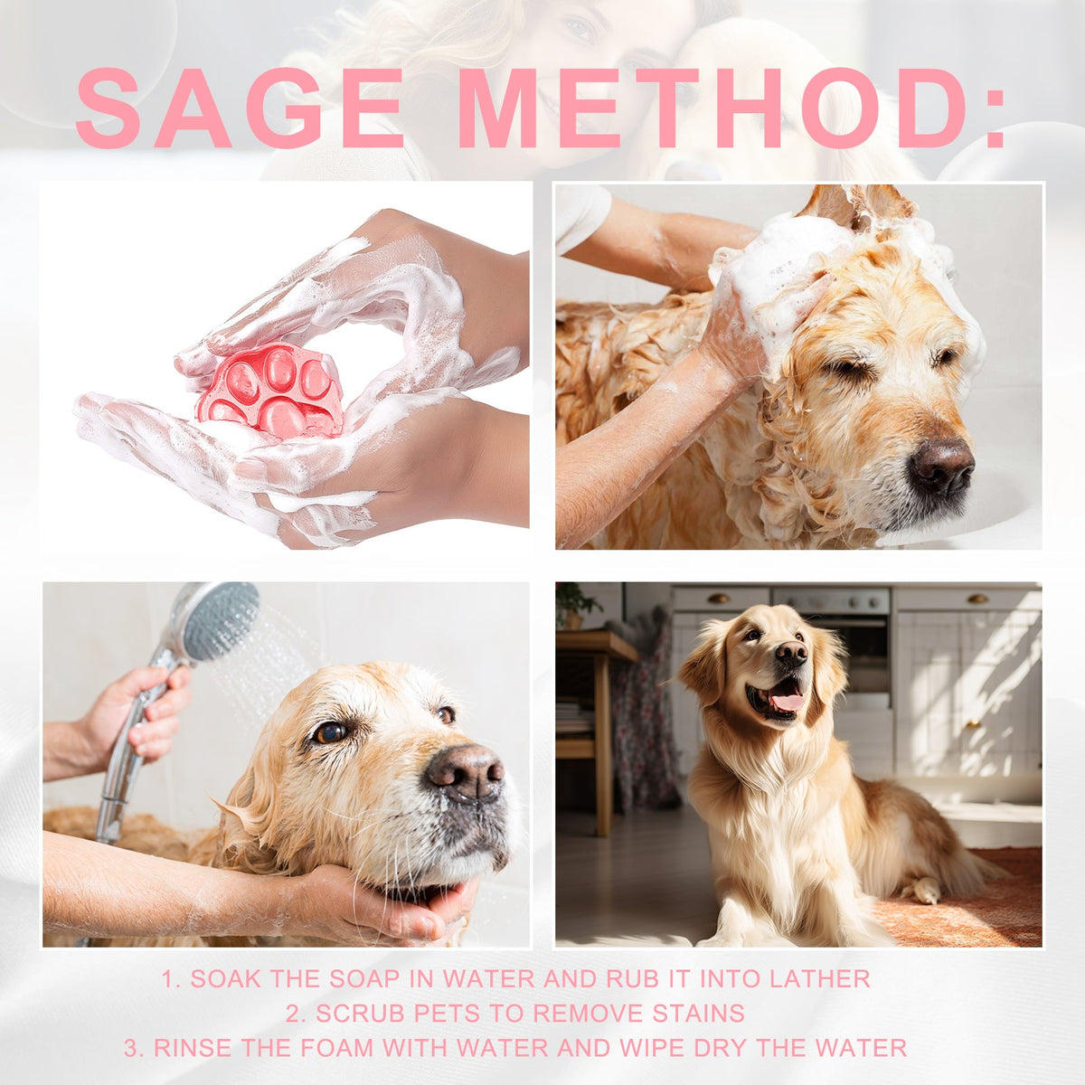 Pet Bath Soap for Cleaner, Fresher-Feeling Pet Coats