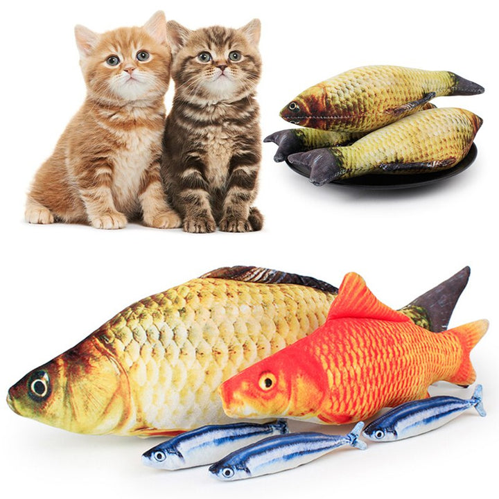 Realistic 3D Plush Fish Cat Toy for Indoor Playtime