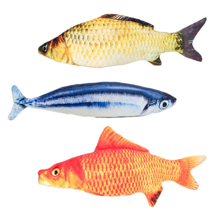 Realistic 3D Plush Fish Cat Toy for Indoor Playtime