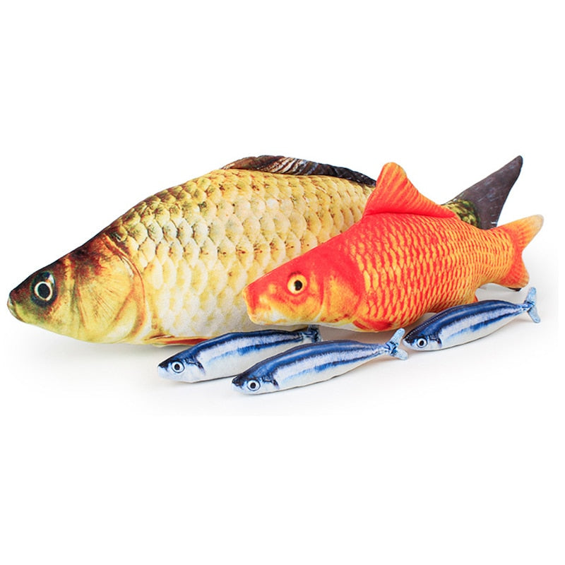 Realistic 3D Plush Fish Cat Toy for Indoor Playtime