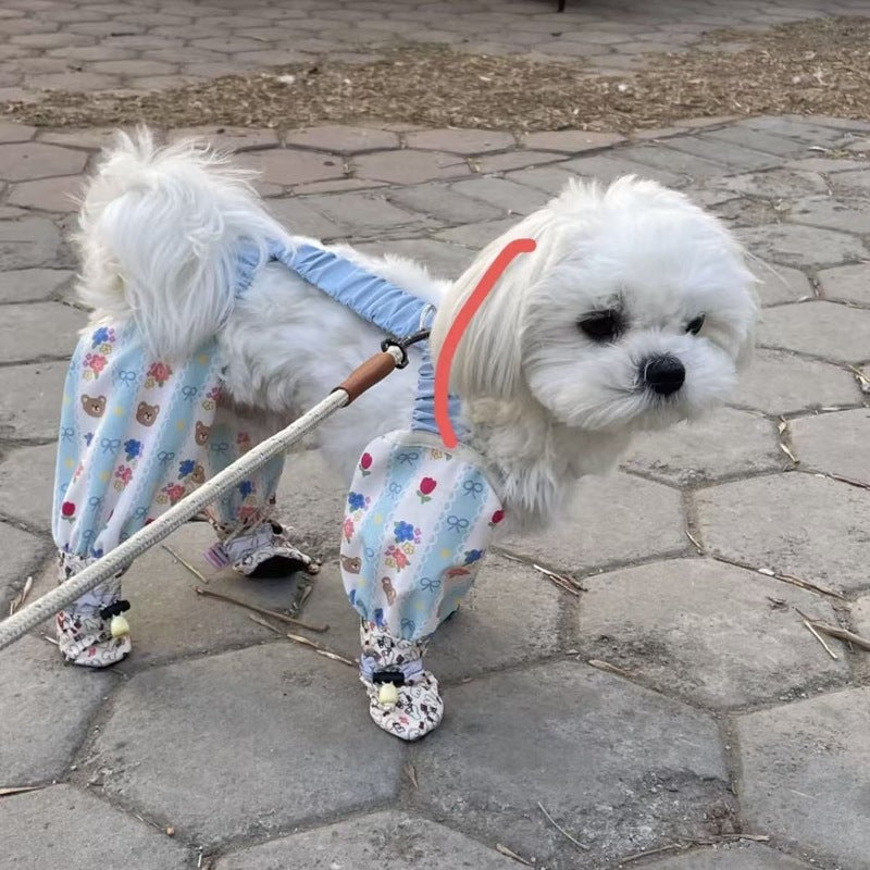 Small Dog Pet Jumpsuit With Paw Covers | Cleaner Walks