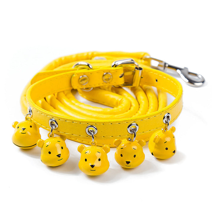 Cartoon Bell Cat & Dog Collar and Leash Set