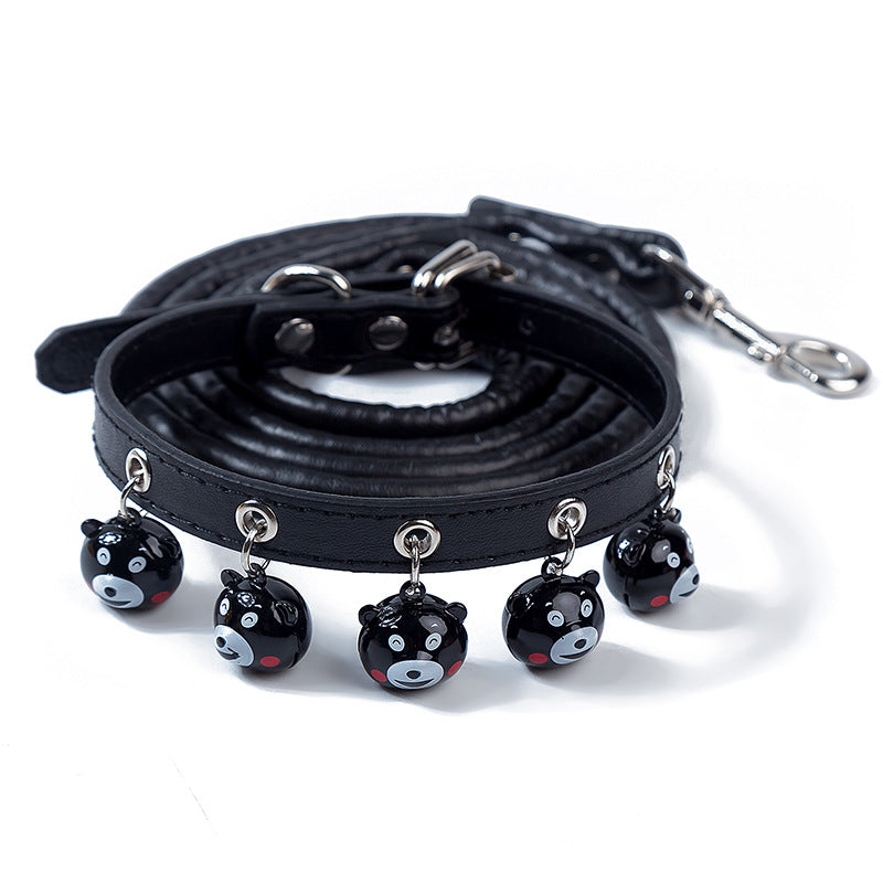 Cartoon Bell Cat & Dog Collar and Leash Set