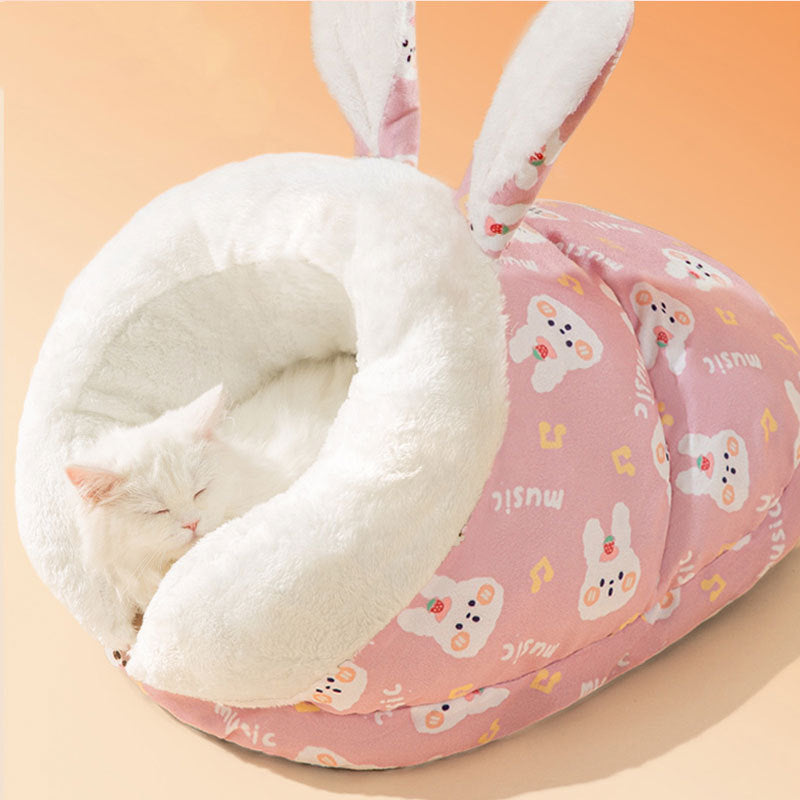 Semi-Enclosed Cat Cave Bed for Warm, Secure Indoor Naps