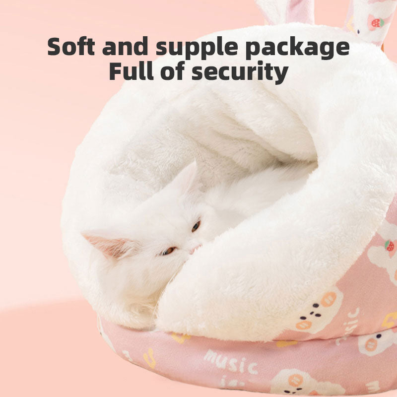 Semi-Enclosed Cat Cave Bed for Warm, Secure Indoor Naps
