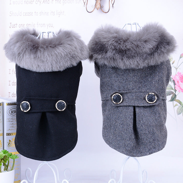 Dog Coat With Faux-Fur Collar for Cold-Weather Walks