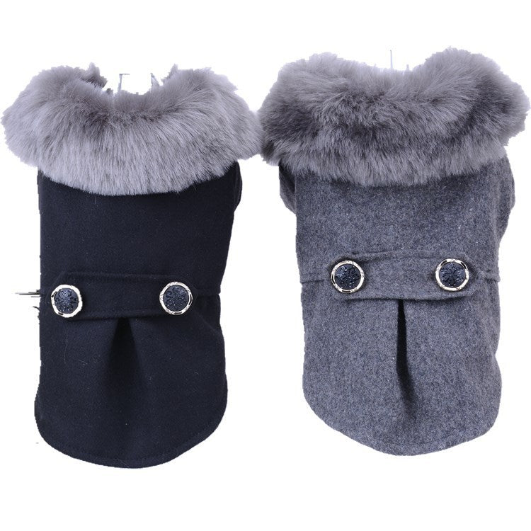 Dog Coat With Faux-Fur Collar for Cold-Weather Walks
