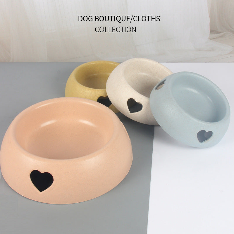 Pastel Pet Food Bowl With Heart Cutout Design