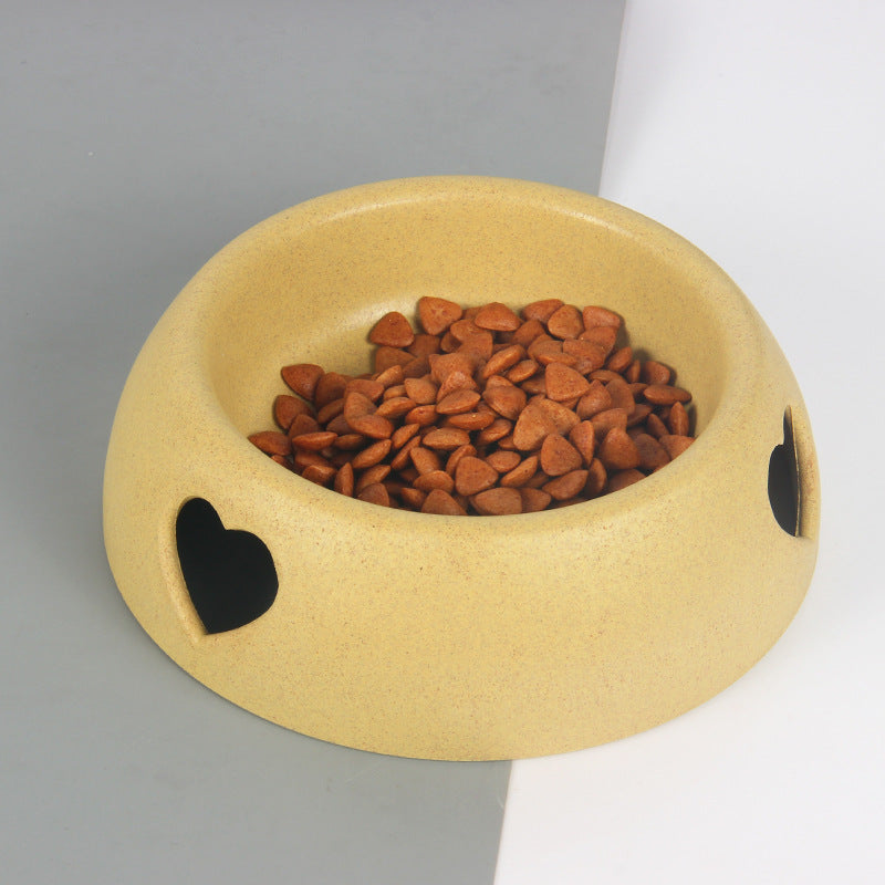 Pastel Pet Food Bowl With Heart Cutout Design