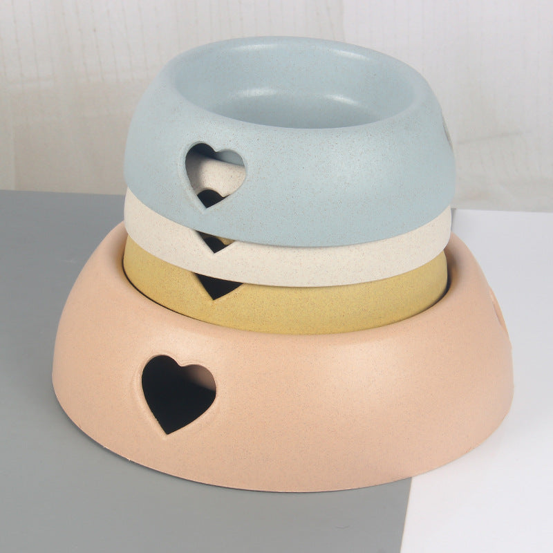 Pastel Pet Food Bowl With Heart Cutout Design