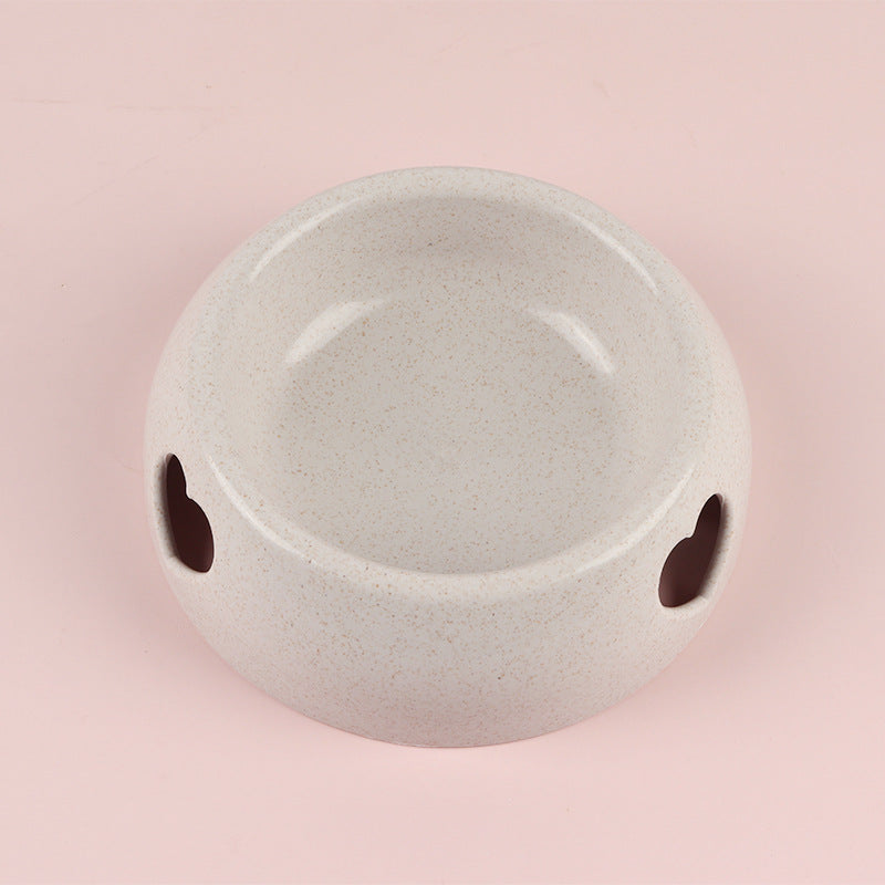 Pastel Pet Food Bowl With Heart Cutout Design