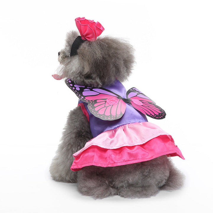 Dog Butterfly Costume Dress With Detachable Fairy Wings