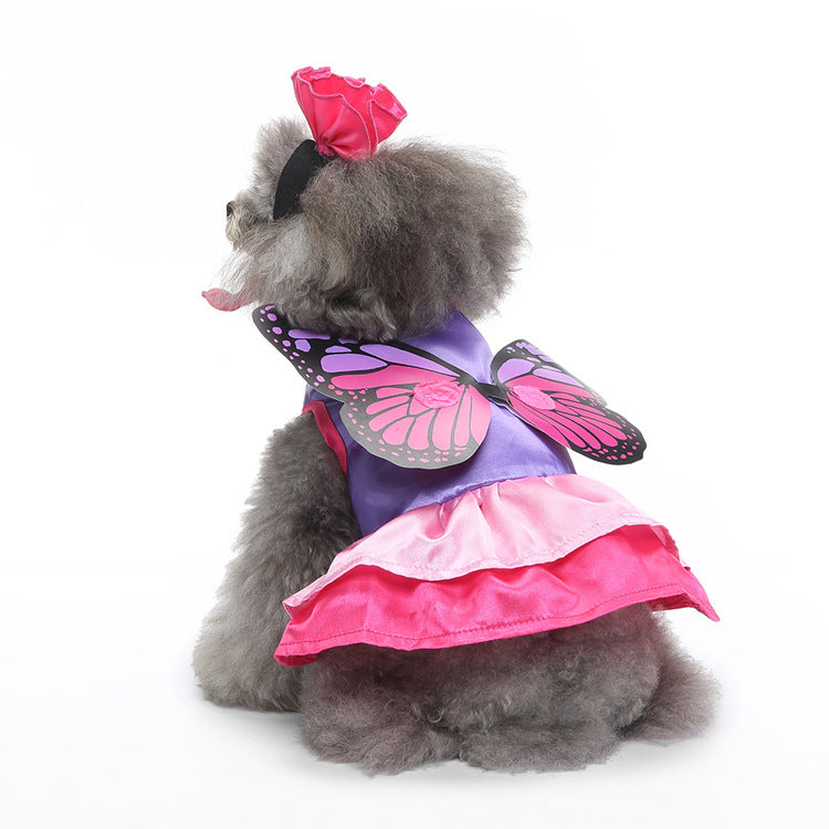 Dog Butterfly Costume Dress With Detachable Fairy Wings