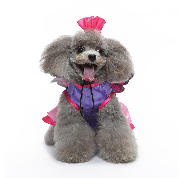 Dog Butterfly Costume Dress With Detachable Fairy Wings