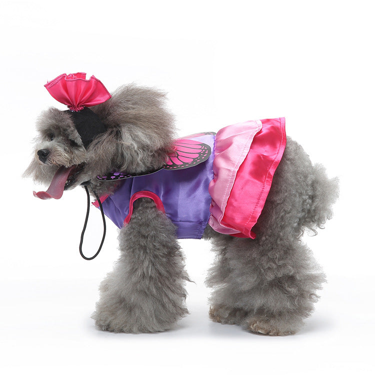 Dog Butterfly Costume Dress With Detachable Fairy Wings