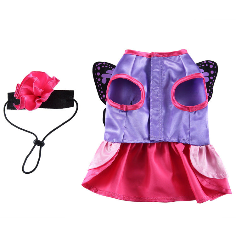 Dog Butterfly Costume Dress With Detachable Fairy Wings