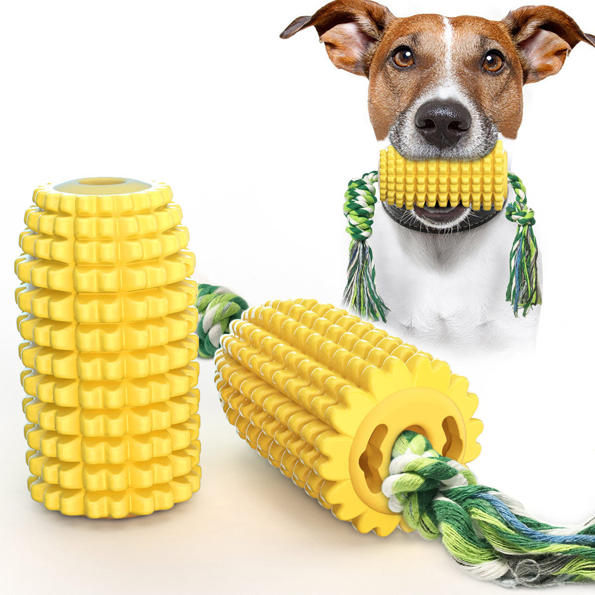 Corn-Shaped Dog Chew Toy for Teeth-Cleaning Play