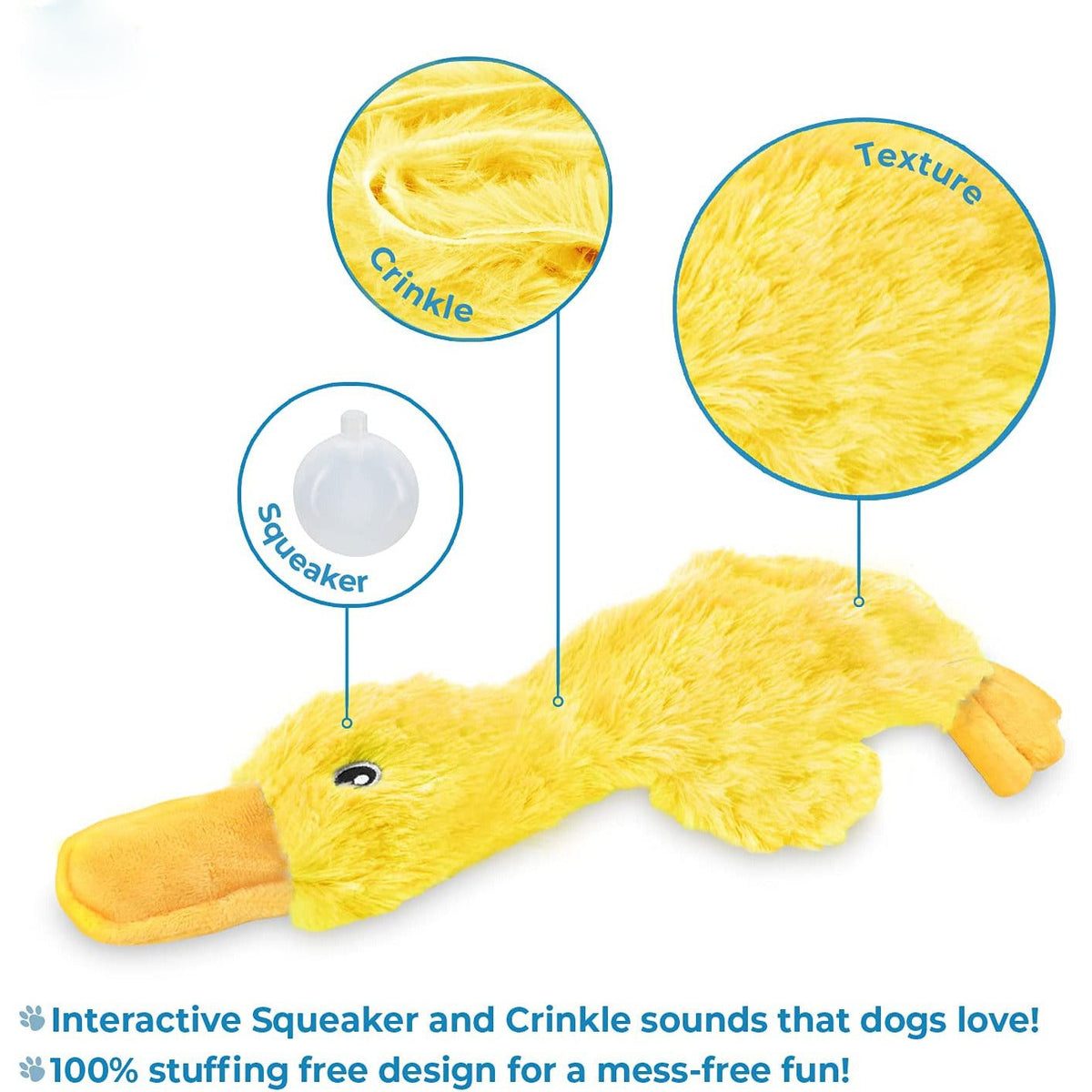 Stuffing-Free Duck Dog Toy for Engaging, Less-Messy Play