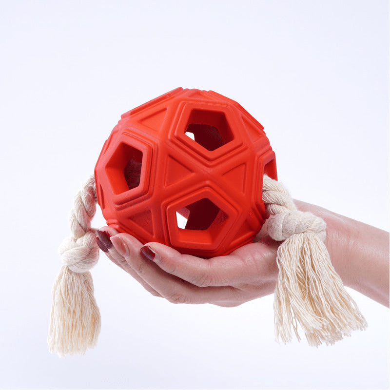 Interactive Dog Ball Toy for Chewing, Tug & Enrichment