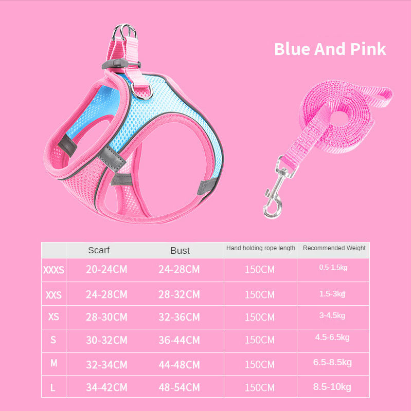 Breathable Reflective Dog Harness With 150 cm Leash