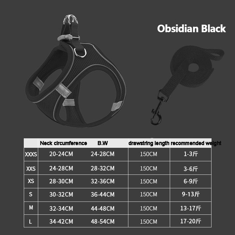 Breathable Reflective Dog Harness With 150 cm Leash