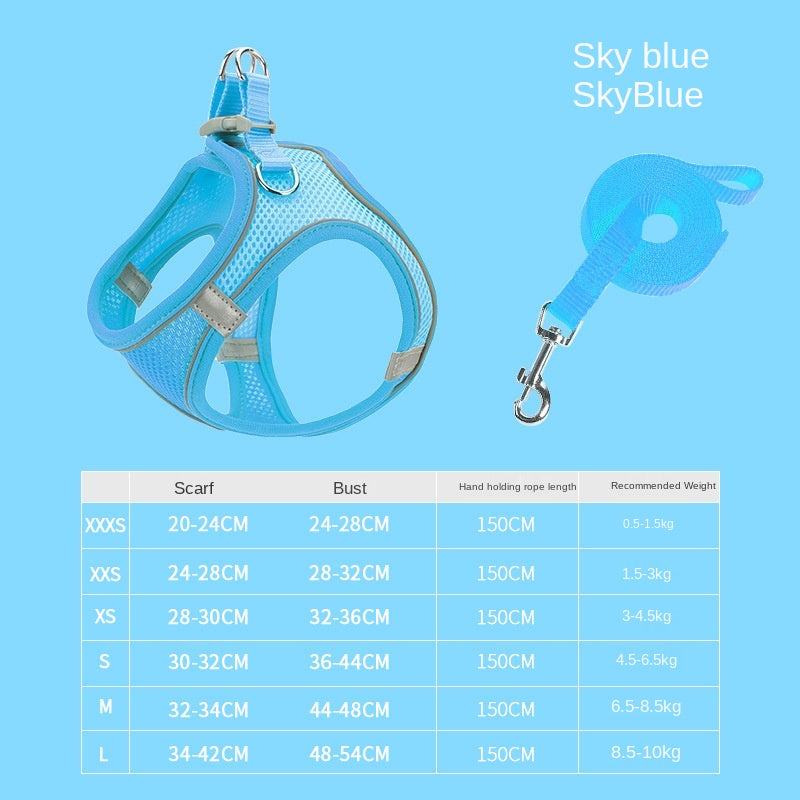Breathable Reflective Dog Harness With 150 cm Leash
