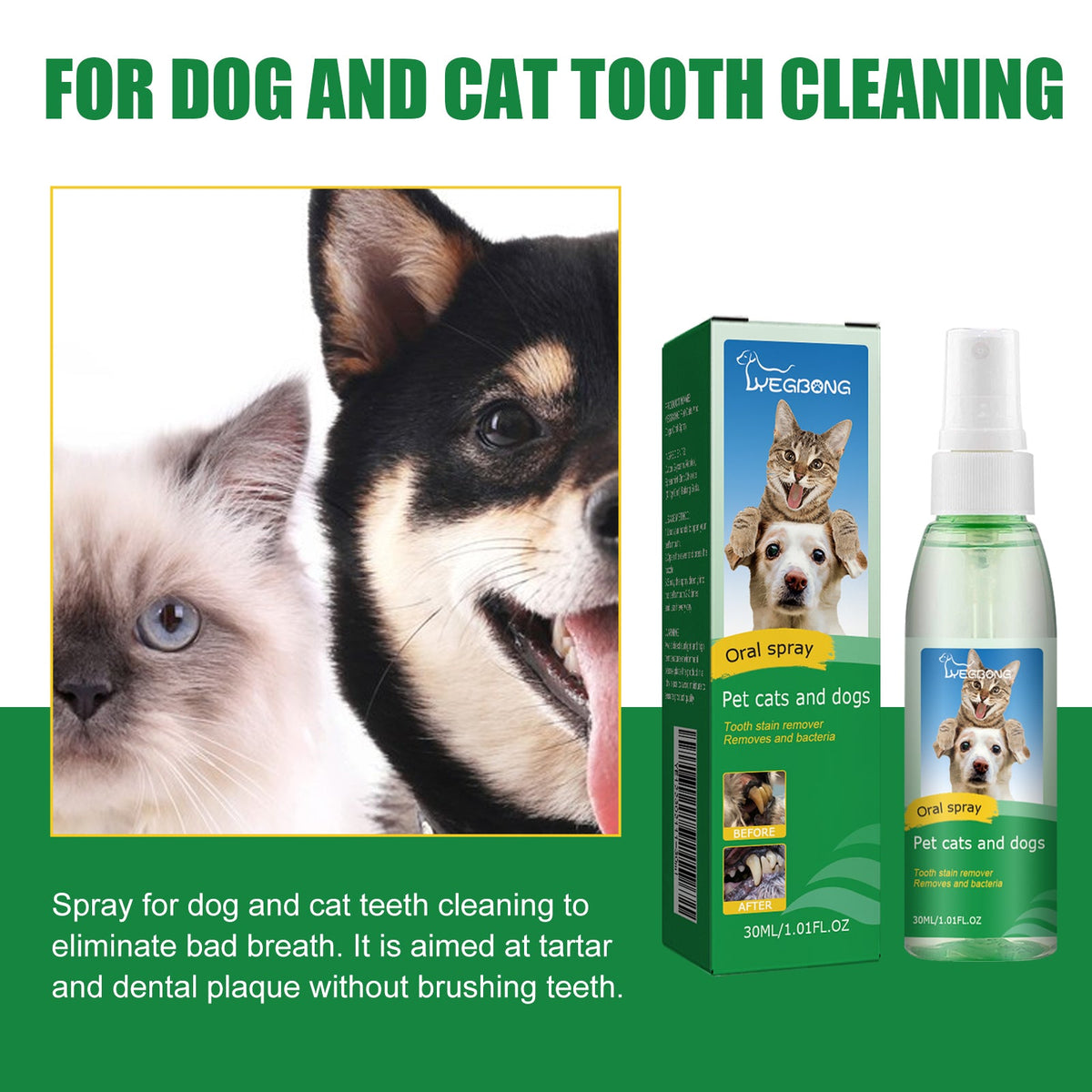 Pet Dental Spray for Fresh Breath & Cleaner Teeth