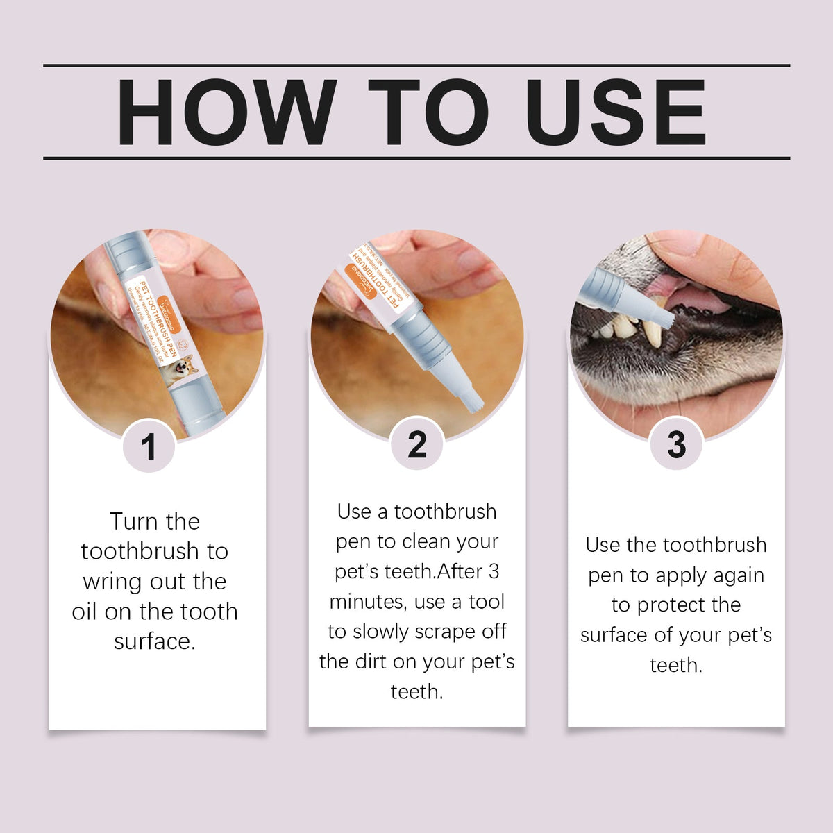 Pet Toothbrush Pen for Fresher Breath & Plaque Care