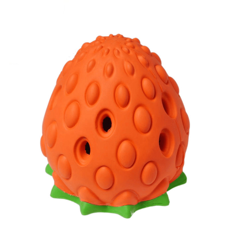 Strawberry Treat-Dispensing Dog Chew Toy for Enrichment