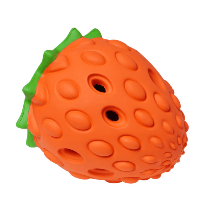 Strawberry Treat-Dispensing Dog Chew Toy for Enrichment