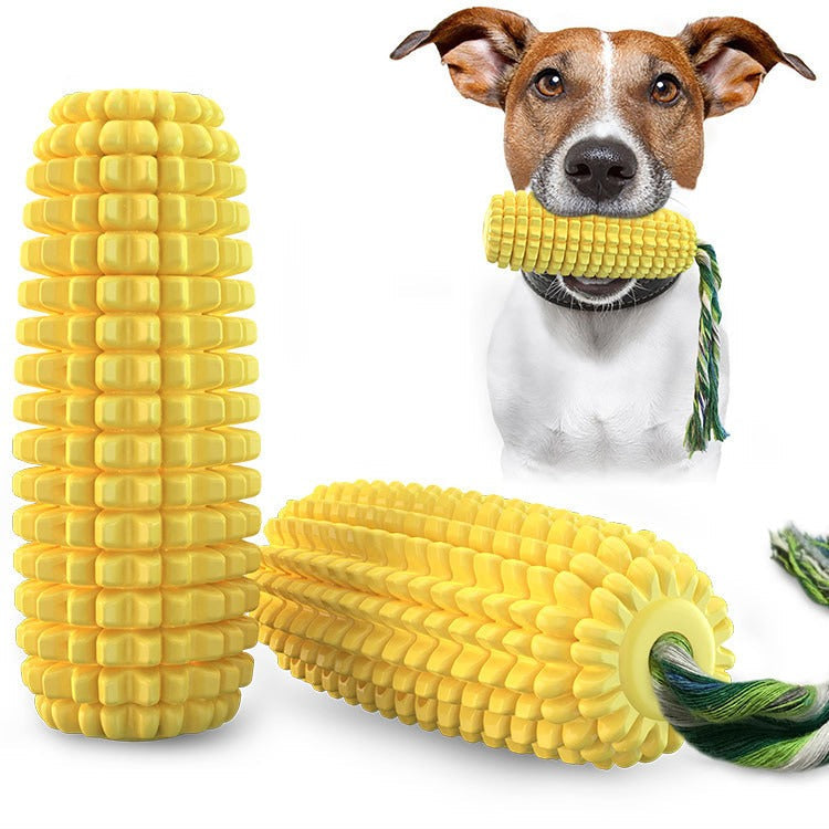 Corn-Shaped Dog Toy for Dental Chewing & Tug Play