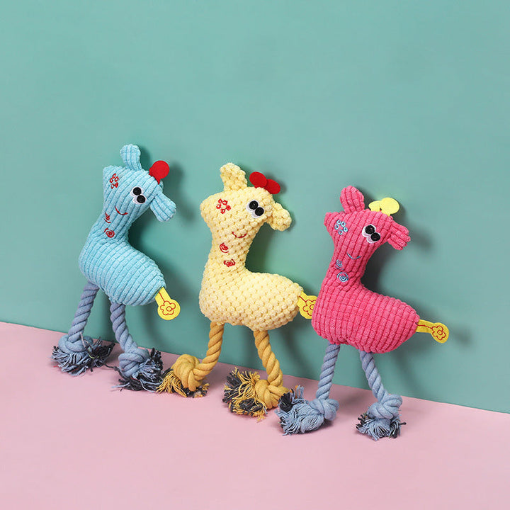 Colorful Plush Dog Toy With Squeaker And Tug Rope