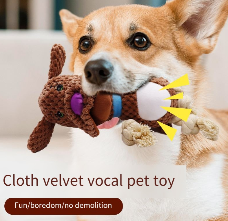 Interactive Plush Dog Toy for Boredom & Dental Play