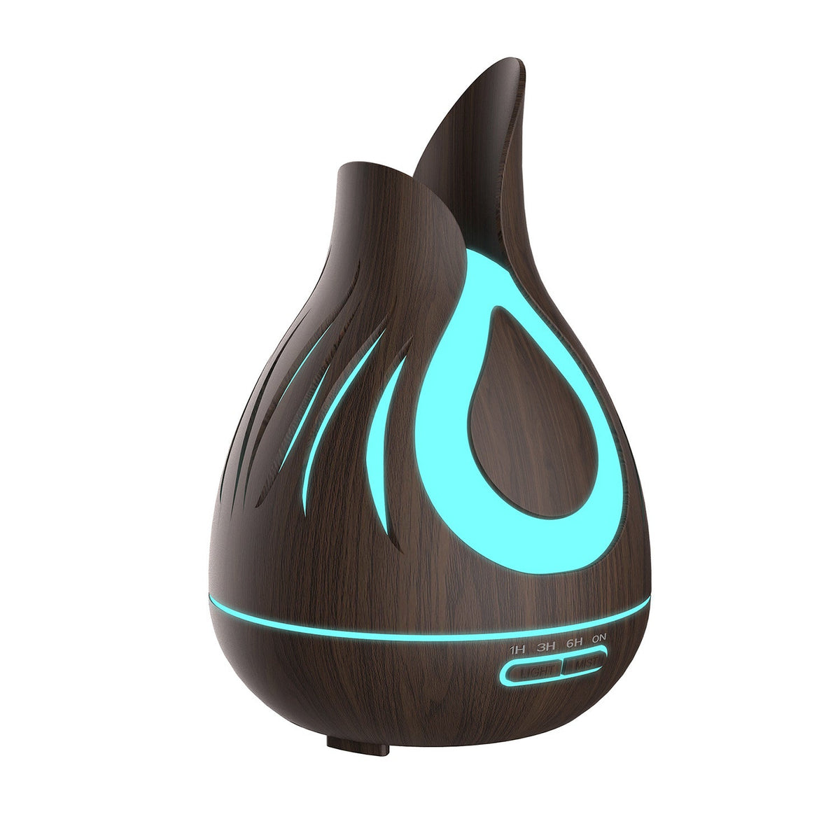 Wood Grain Aroma Diffuser Humidifier with Flame LED Glow