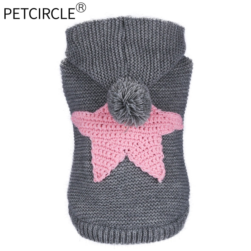Knitted Dog Sweater with Starfish Detail for Warmth