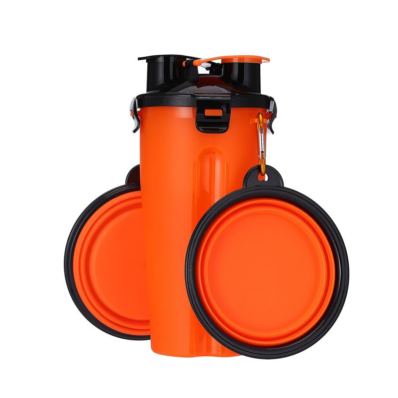 Portable Pet Water Bottle & Food Bowl for Easy Walks
