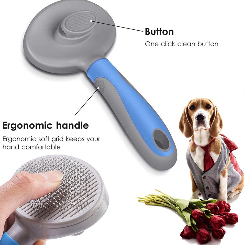 Self-Cleaning Slicker Brush for Dogs & Cats Shedding