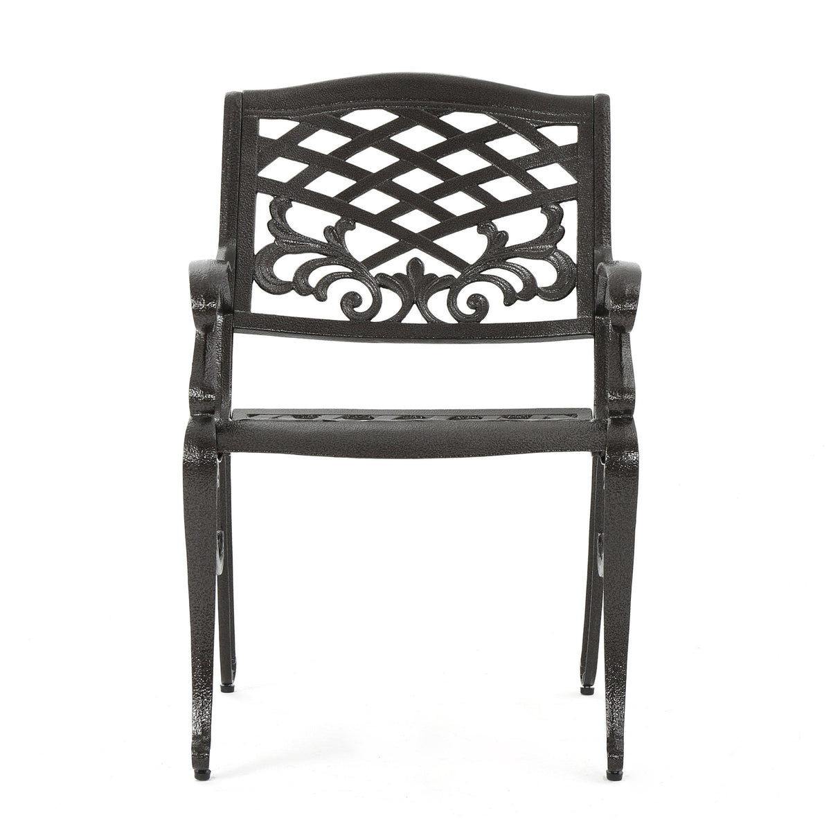 Cast Aluminum Patio Armchairs Set of 2, Antique Bronze