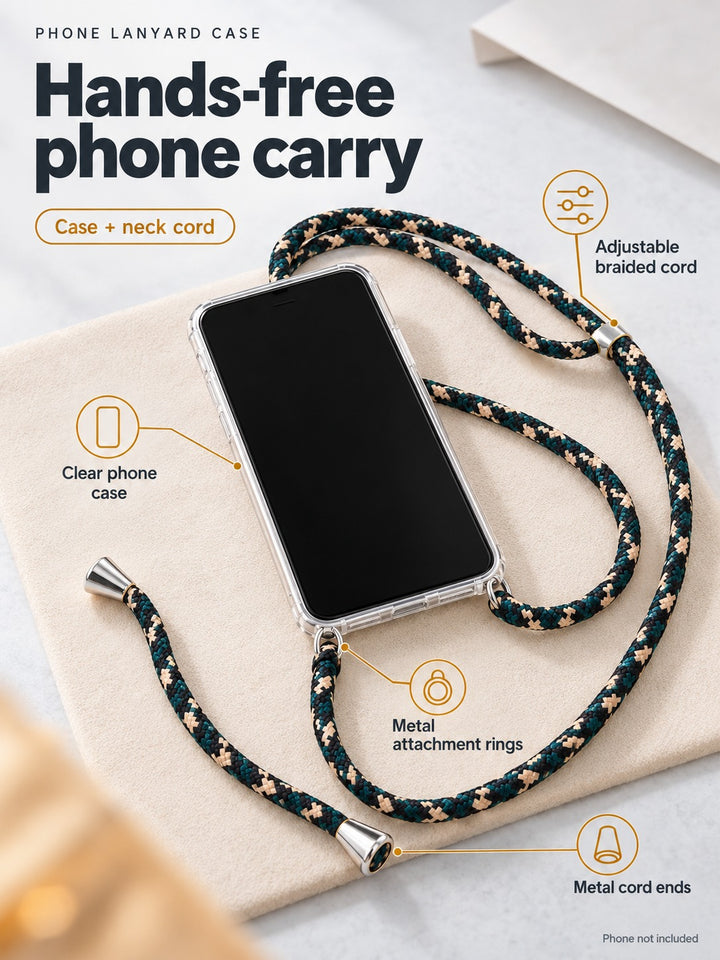 Phone Lanyard Case with Adjustable Neck Cord for iPhone