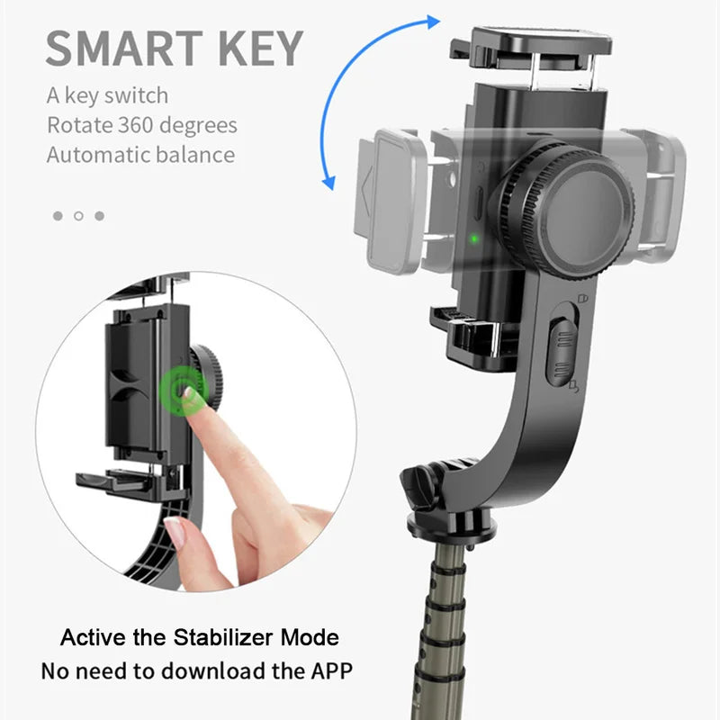 Phone Gimbal Stabilizer with Bluetooth Remote, 360° Rotation