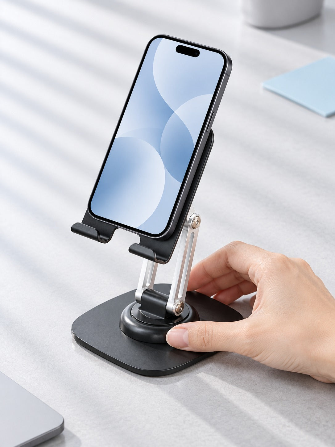 Phone Stand for Desk, 360° Rotating Aluminum Holder