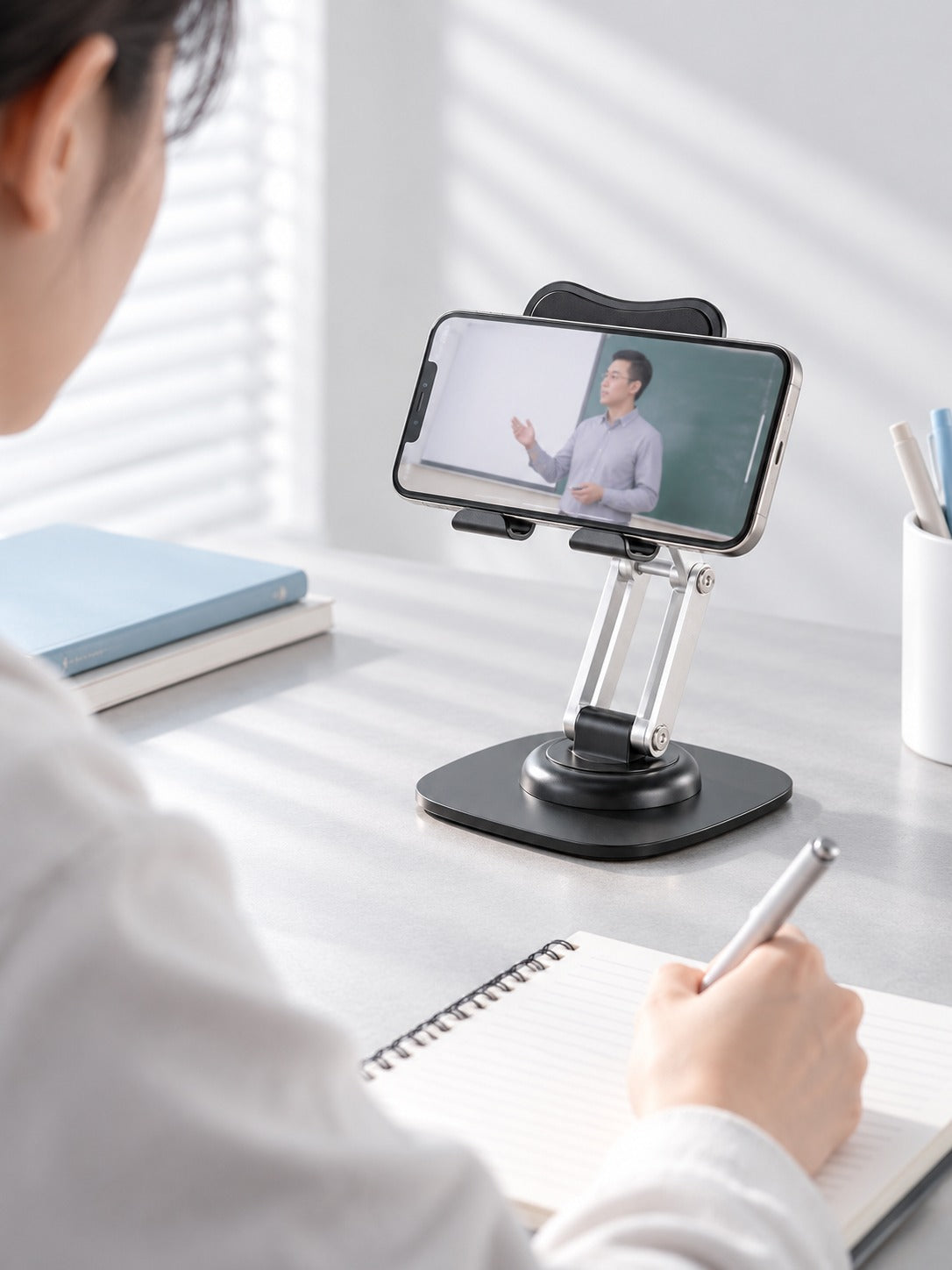 Phone Stand for Desk, 360° Rotating Aluminum Holder