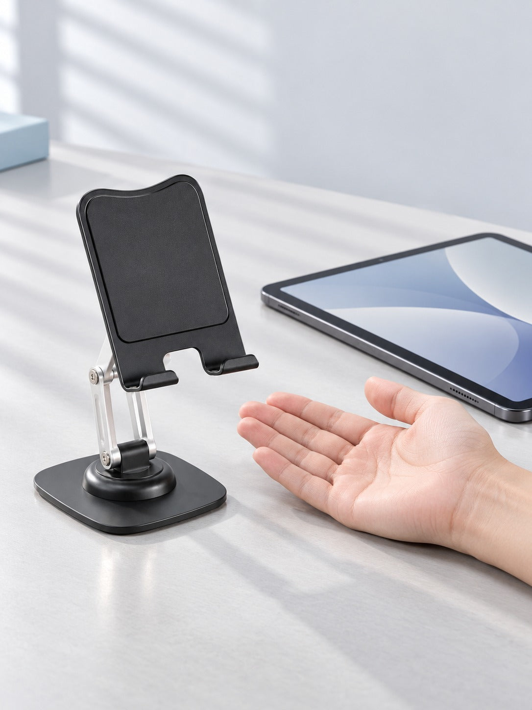 Phone Stand for Desk, 360° Rotating Aluminum Holder