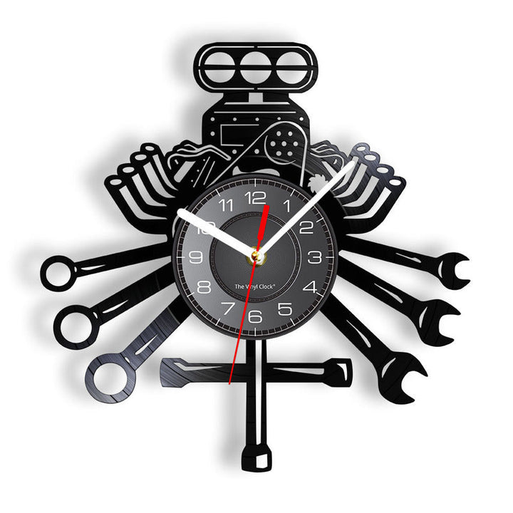 Mechanic Record Wall Clock for Garage and Workshop Decor