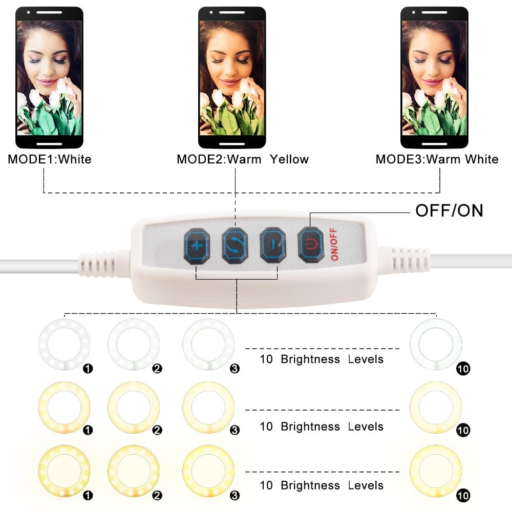 LED Selfie Ring Light with Phone Holder for Makeup Videos