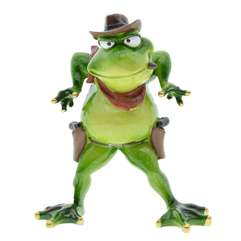 Cowboy Frog Resin Ornament - Quirky Western Figurine